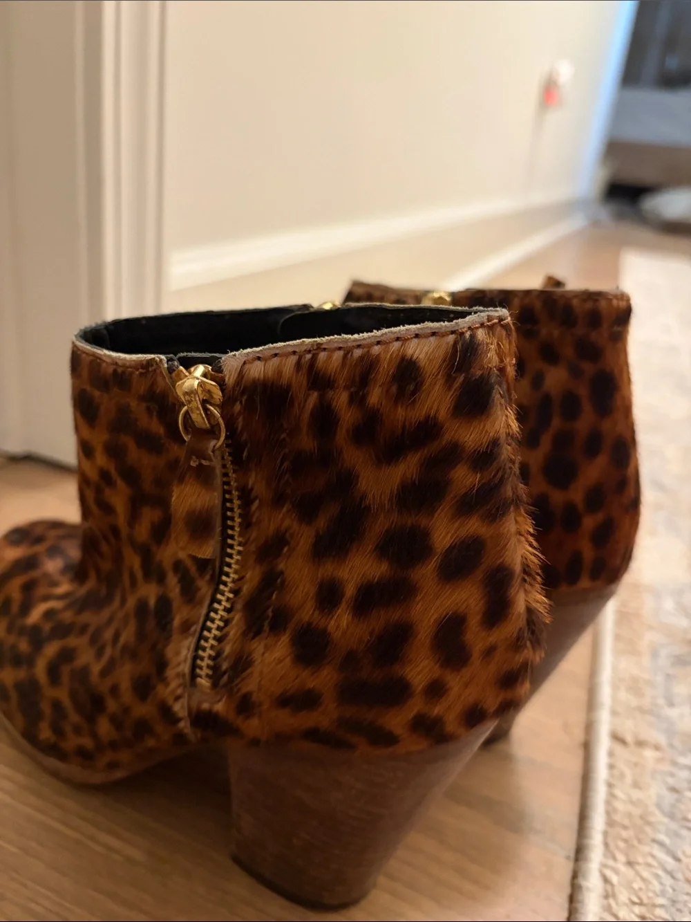 Boden Hoxton Leopard Calf Hair Ankle Boots